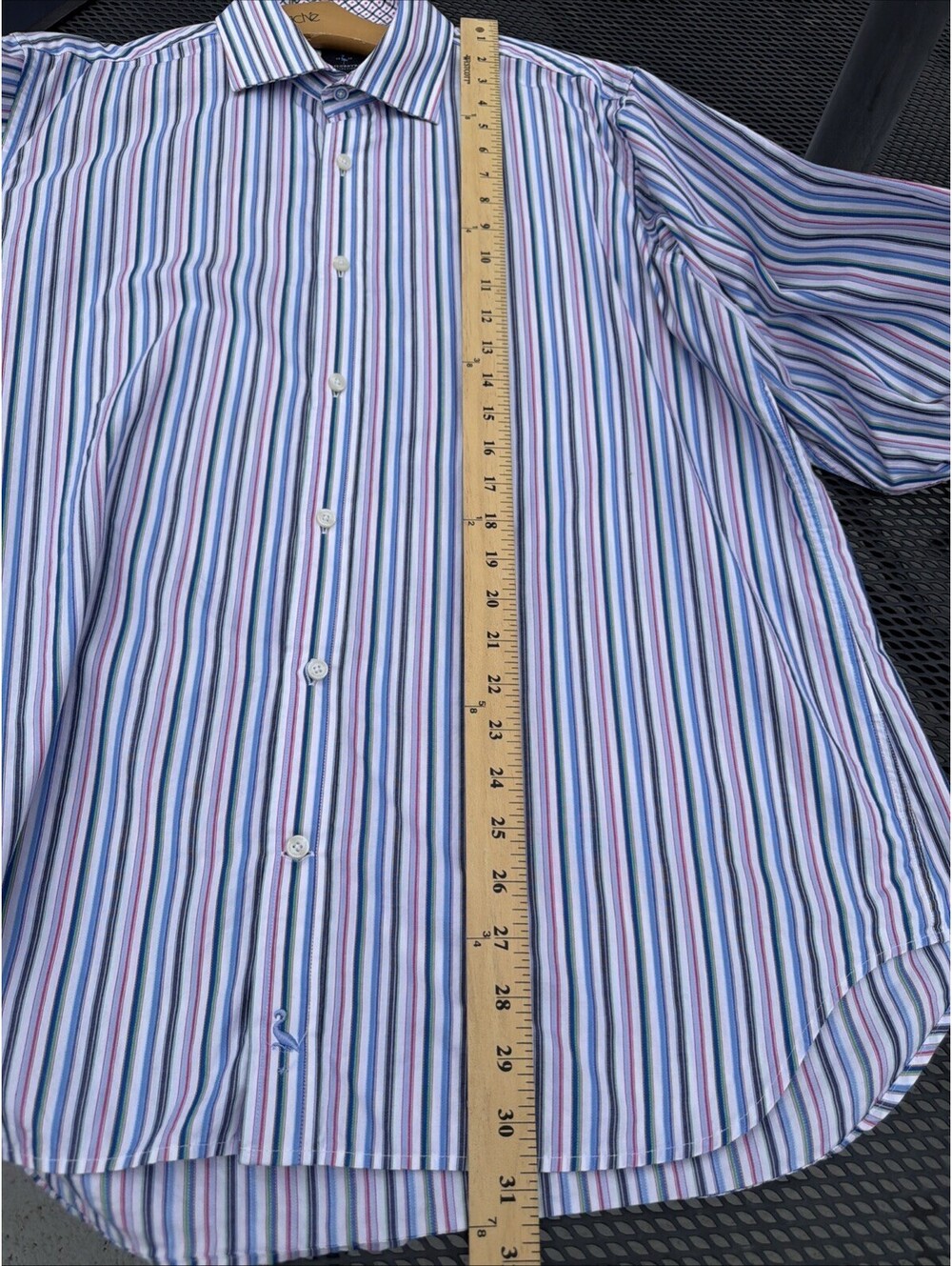 TAILORBYRD DESIGNER BUTTON UP DRESS SHIRT Mens XL Striped Colorful Flip Cuffs - Picture 6 of 9